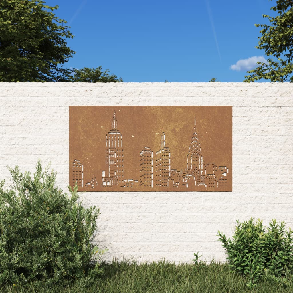 Berkfield Garden Wall Decoration 105x55 cm Corten Steel Skyline Design