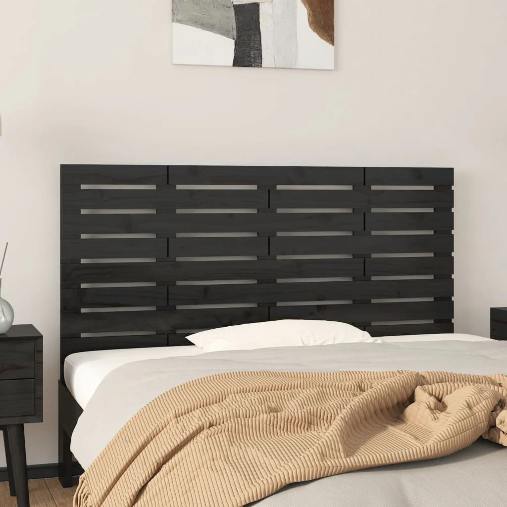 Berkfield Wall Headboard Black 126x3x63 cm Solid Wood Pine