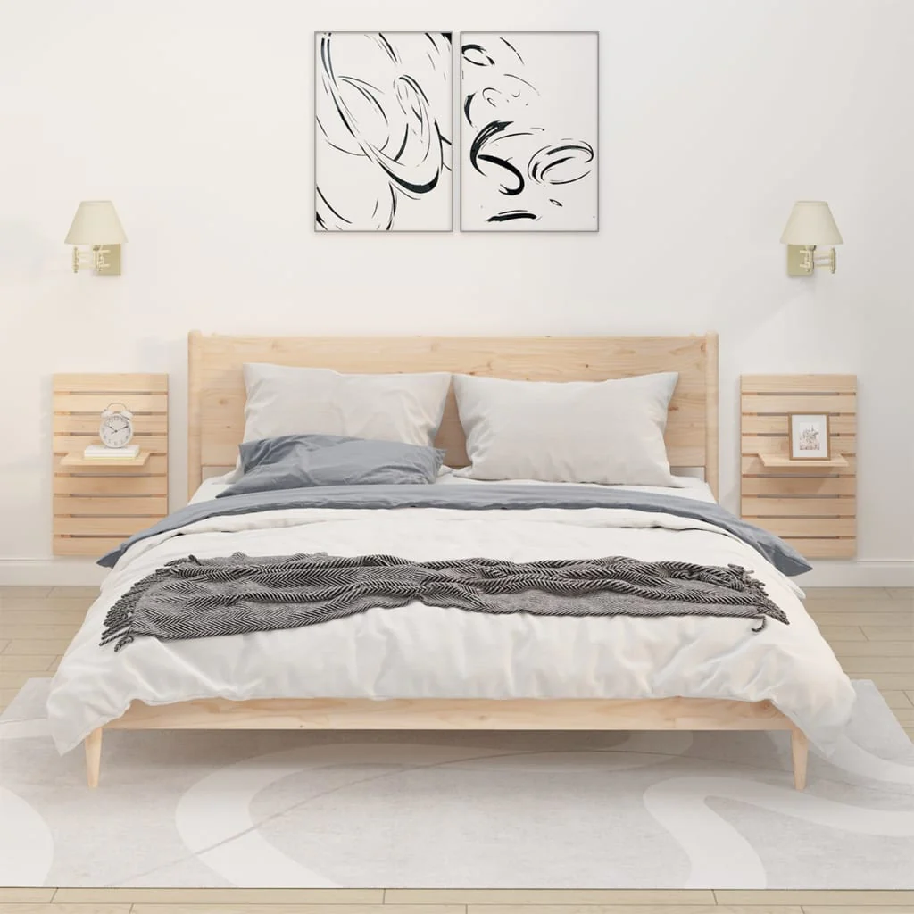 Berkfield Wall-mounted Bedside Shelves 2 pcs Solid Wood Pine