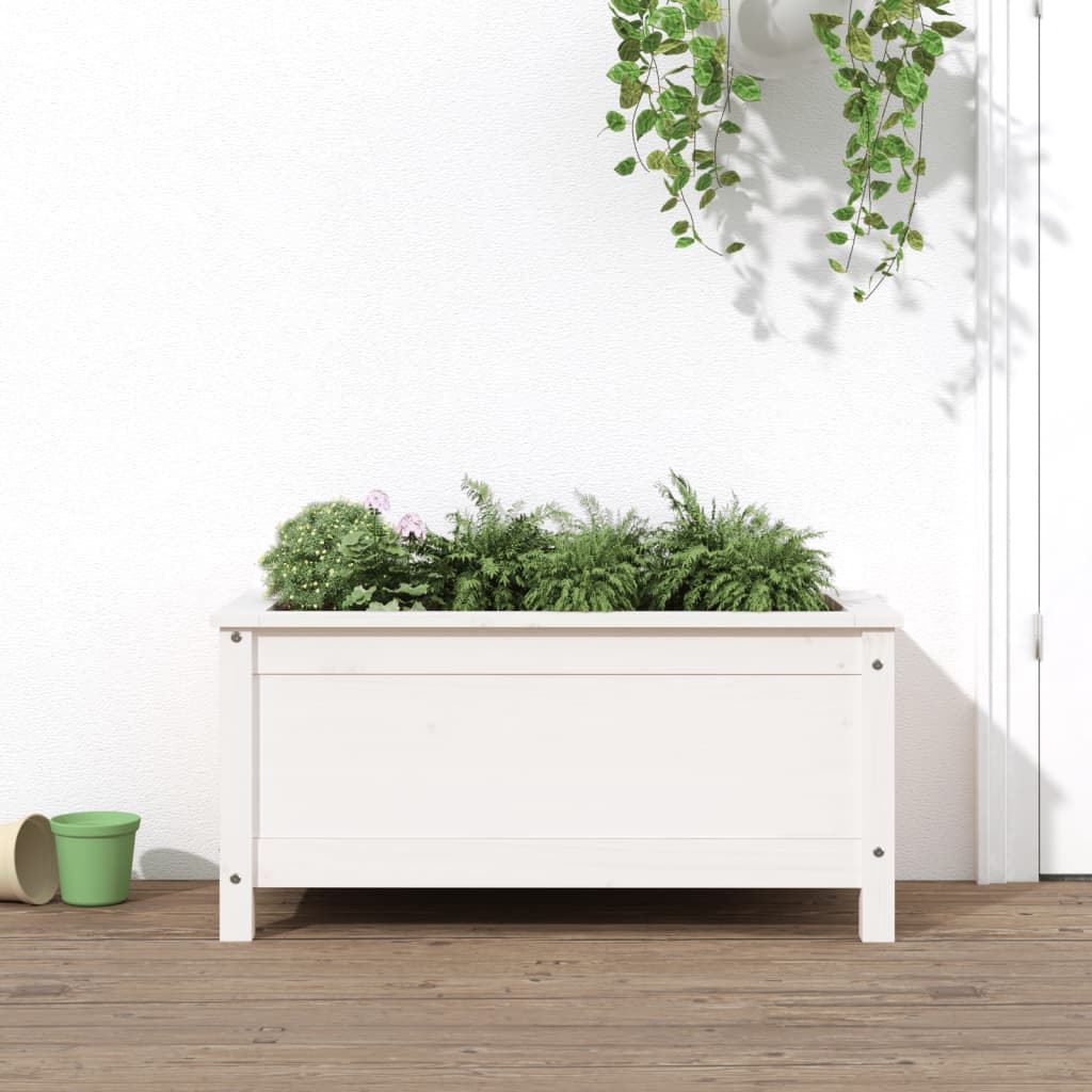 Berkfield Garden Planter White 82.5x40x39 cm Solid Wood Pine