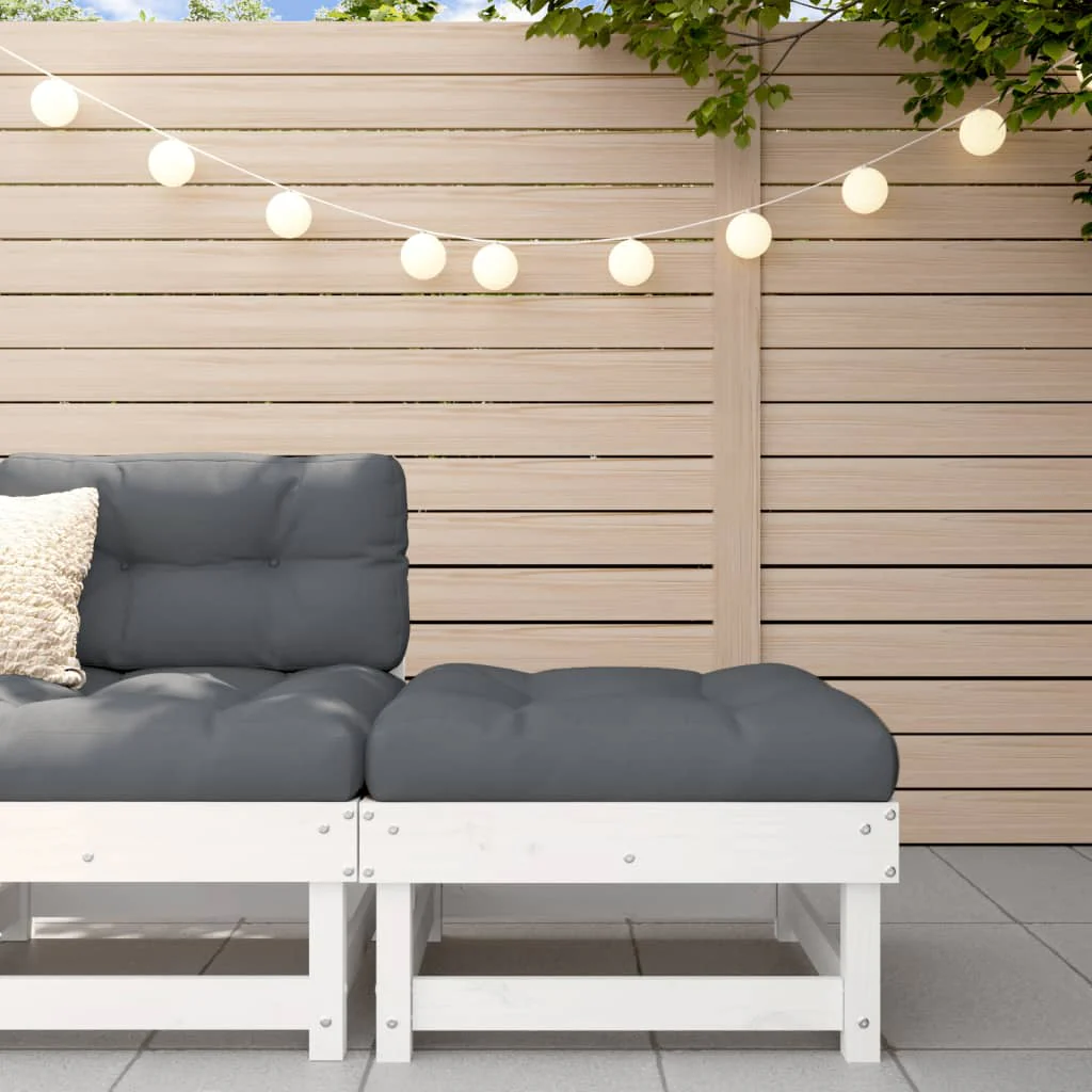 Berkfield Garden Footstool with Cushion White Solid Wood Pine