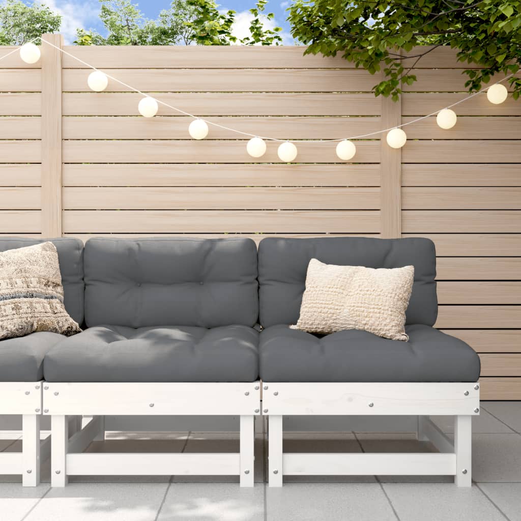 Berkfield Middle Sofas with Cushions 2 pcs White Solid Wood Pine