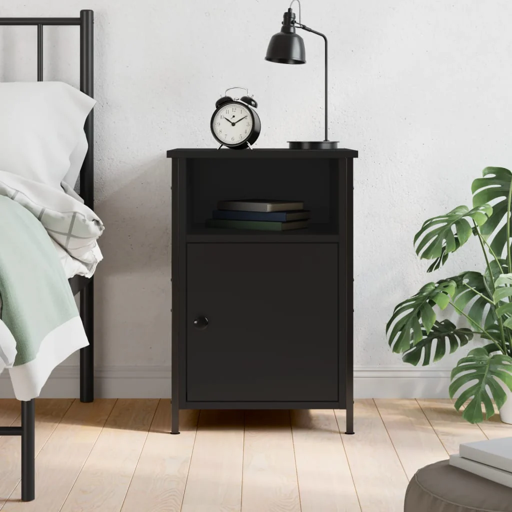 Berkfield Bedside Cabinet Black 40x42x60 cm Engineered Wood
