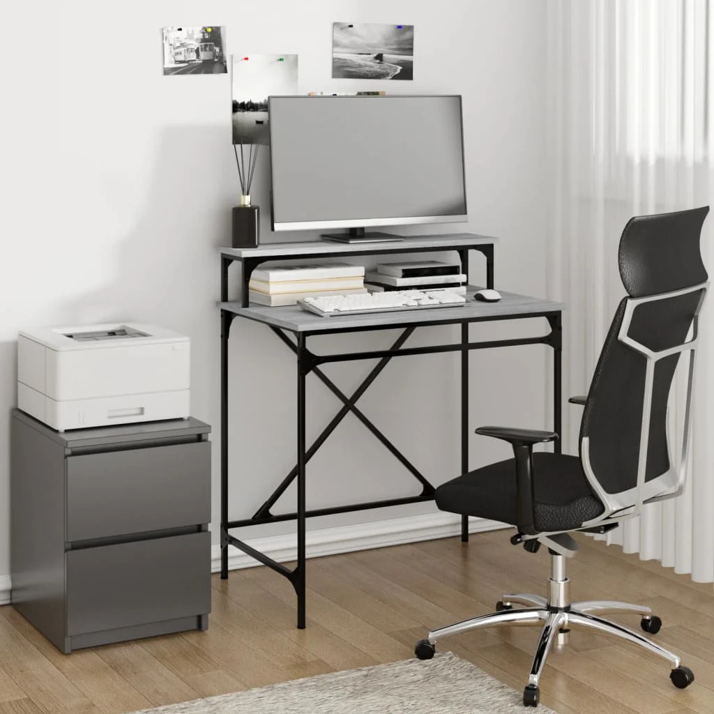 Berkfield Desk Grey Sonoma 80x50x90 cm Engineered Wood and Iron