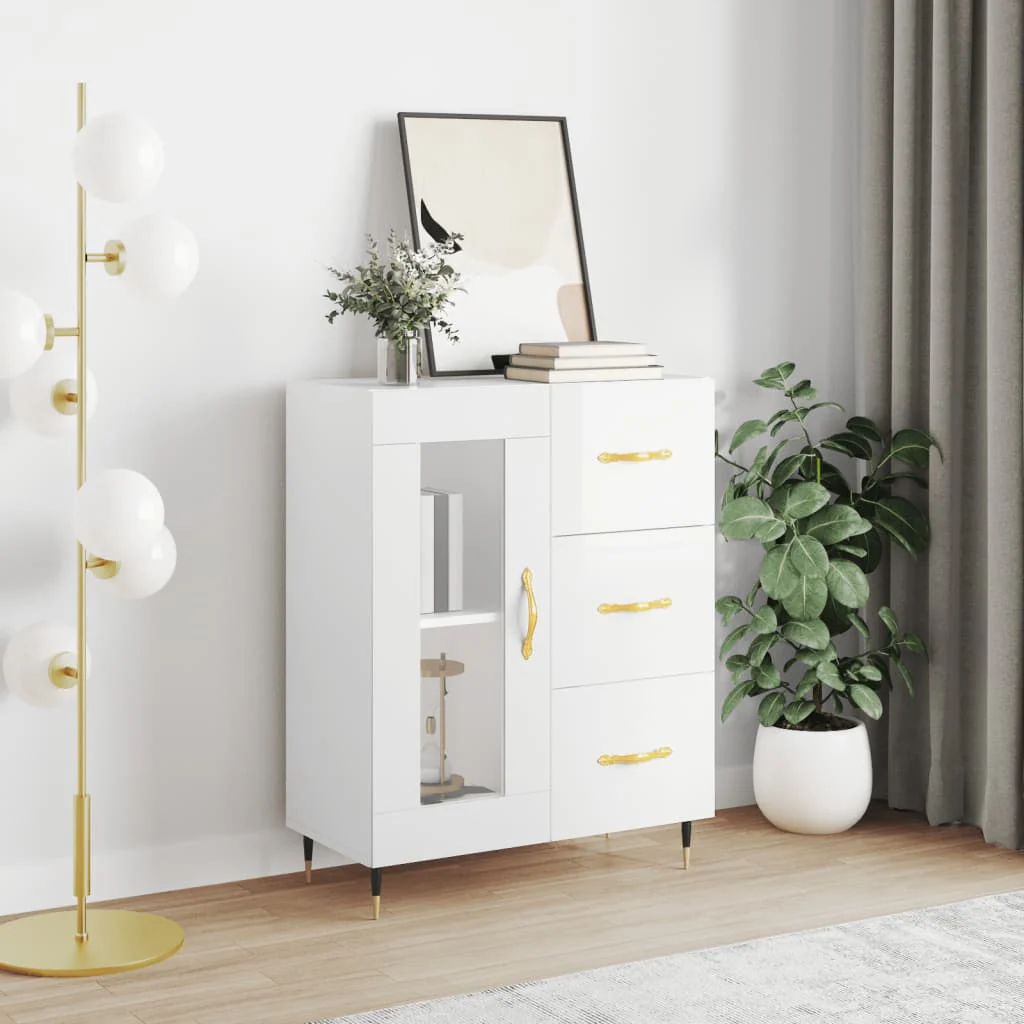 Berkfield Sideboard High Gloss White 69.5x34x90 cm Engineered Wood