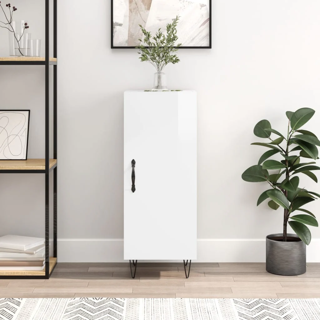 Berkfield Sideboard High Gloss White 34.5x34x90 cm Engineered Wood