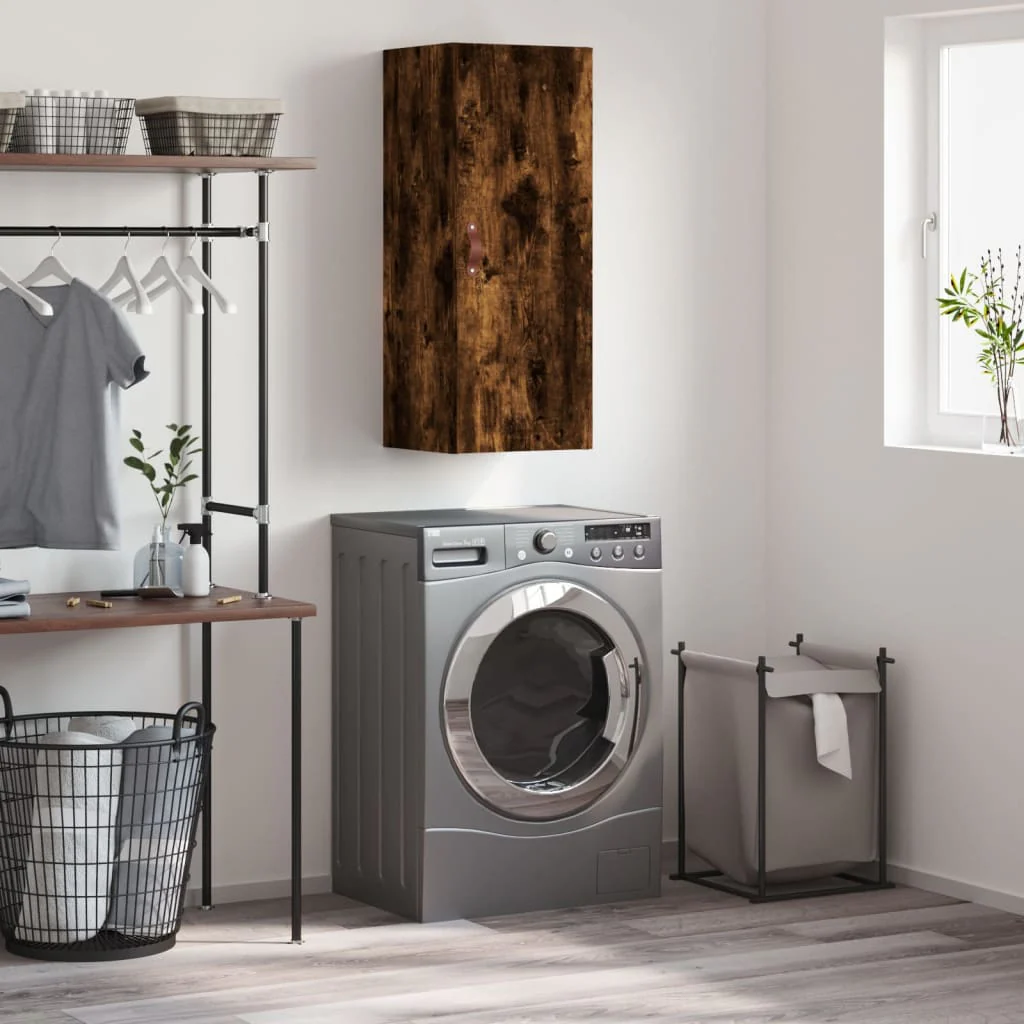 Berkfield Wall Mounted Cabinet Smoked Oak 34.5x34x90 cm