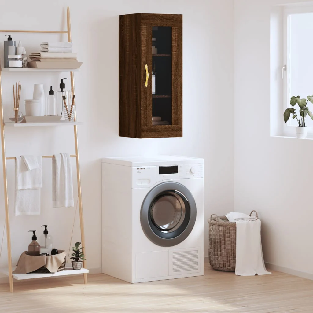 Berkfield Wall Mounted Cabinet Brown Oak 34.5x34x90 cm