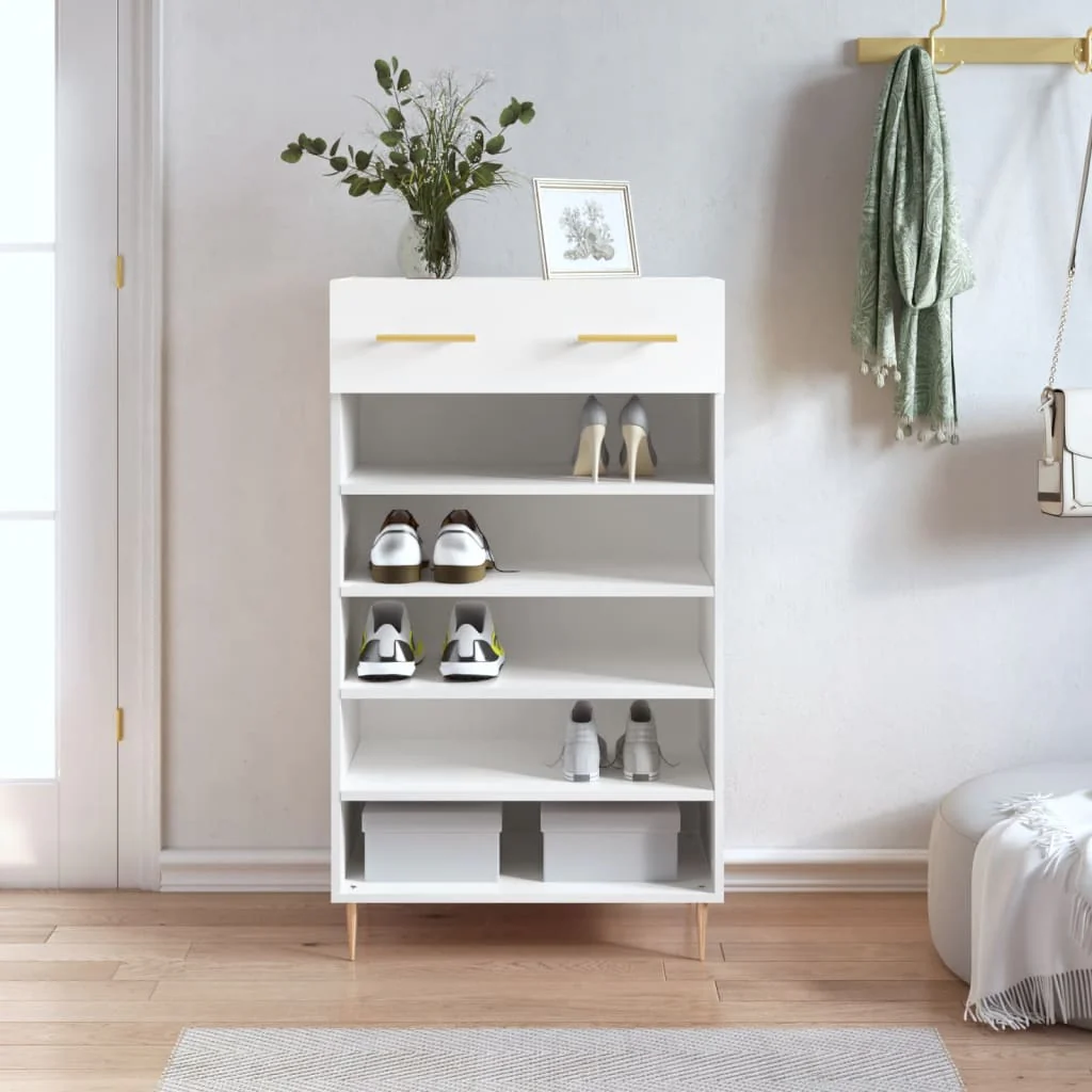 Berkfield Shoe Cabinet White 60x35x105 cm Engineered Wood