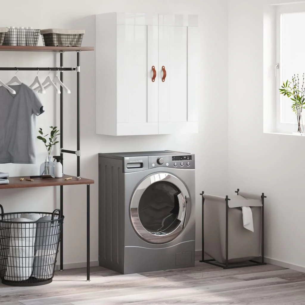 Berkfield Wall Mounted Cabinet High Gloss White 69.5x34x90 cm Engineered Wood