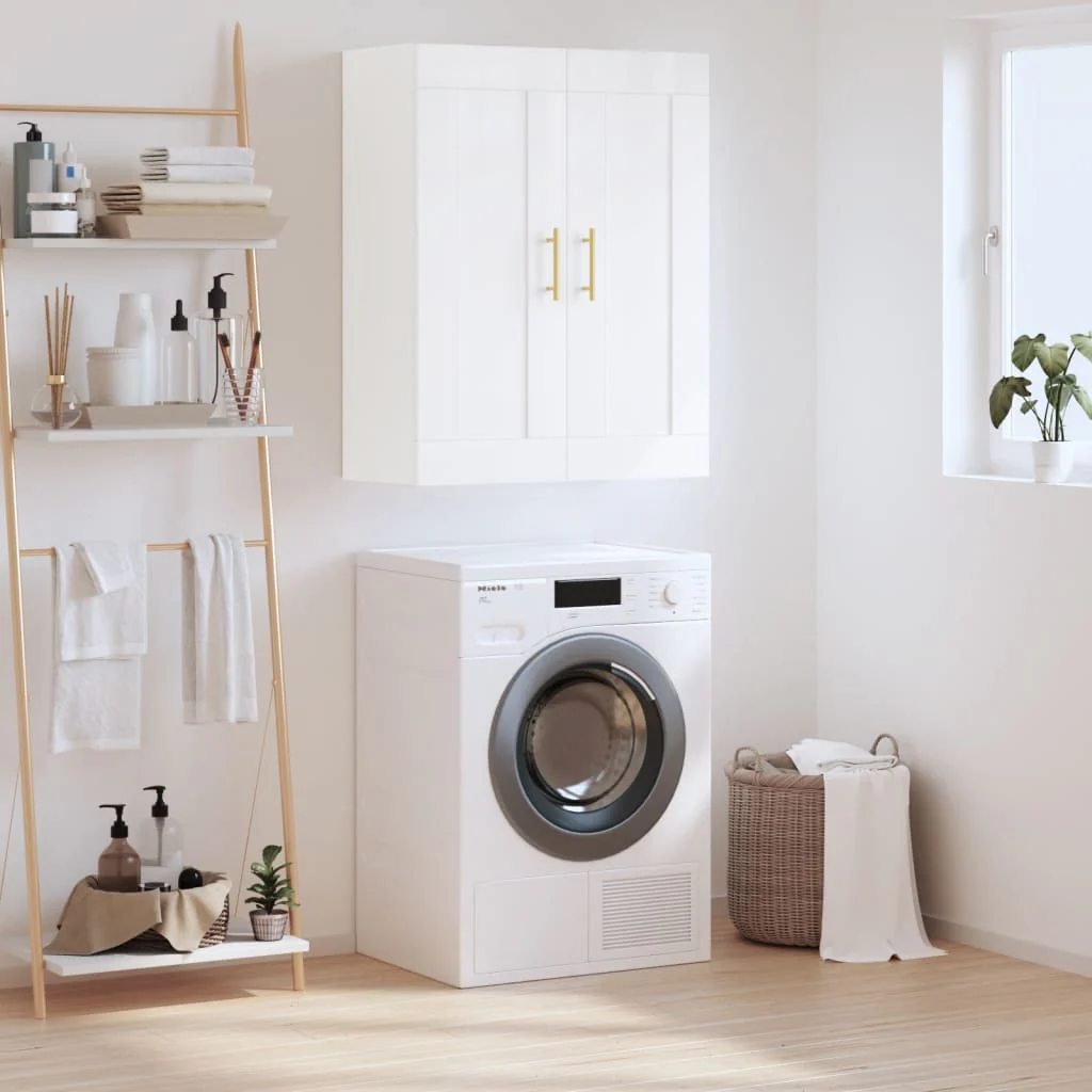 Berkfield Wall Mounted Cabinet High Gloss White 69.5x34x90 cm Engineered Wood