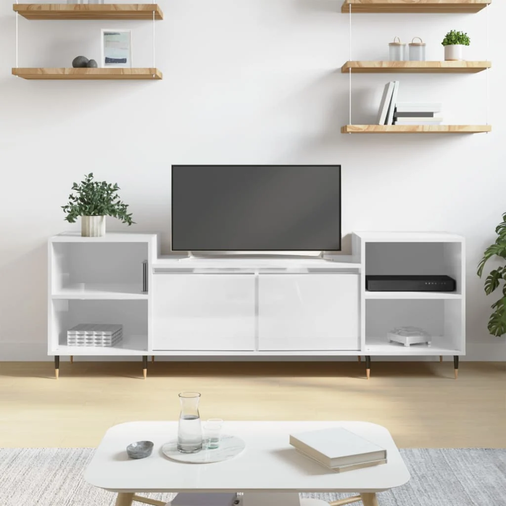 Berkfield TV Cabinet High Gloss White 160x35x55 cm Engineered Wood