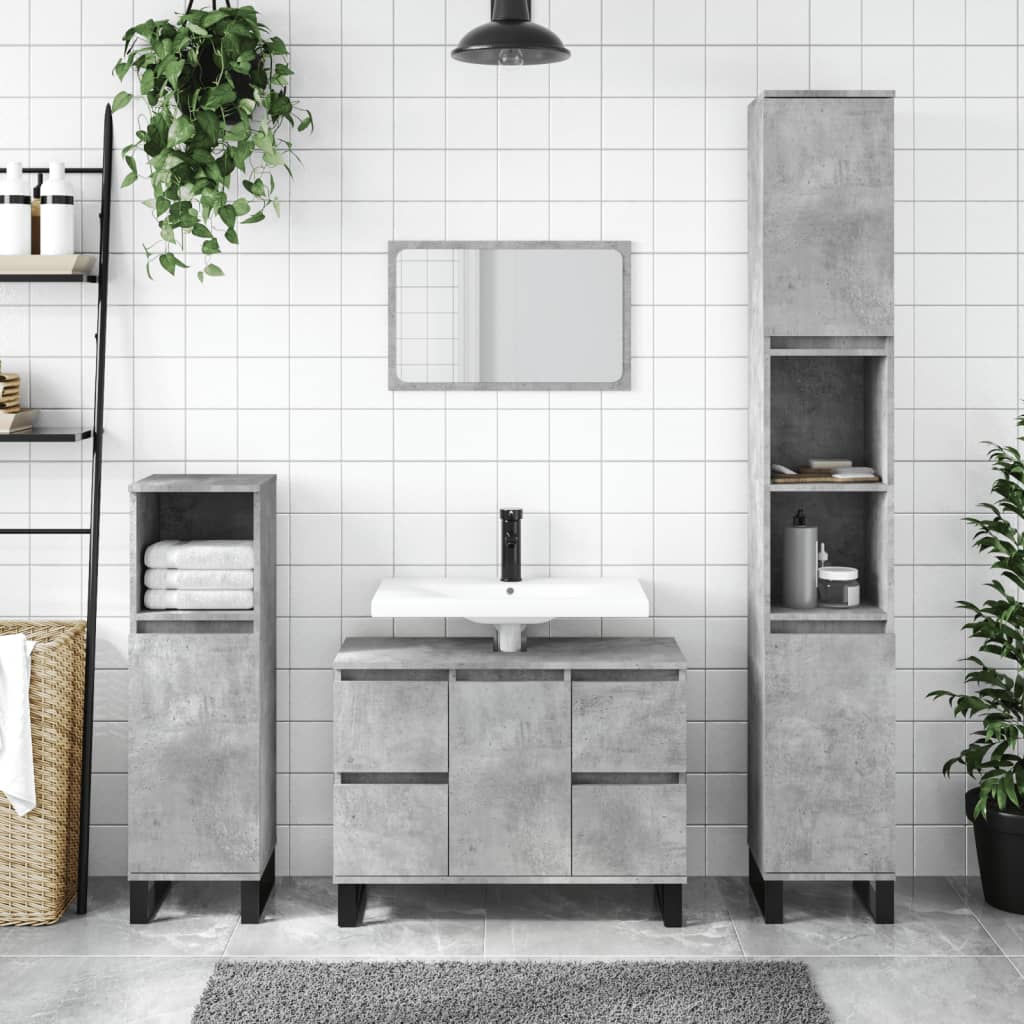 Berkfield Bathroom Cabinet Concrete Grey 30x30x100 cm Engineered Wood