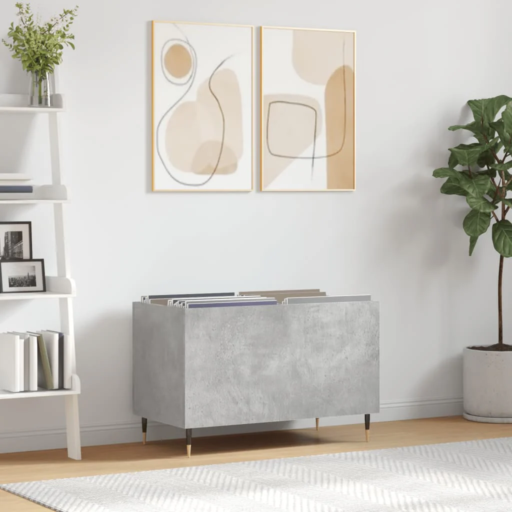 Berkfield Record Cabinet Concrete Grey 74.5x38x48 cm Engineered Wood