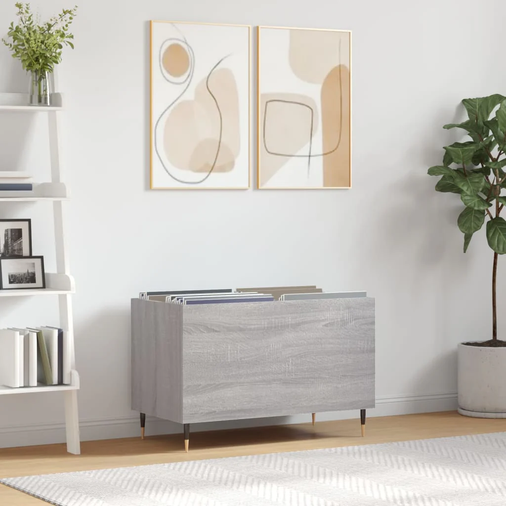 Berkfield Record Cabinet Grey Sonoma 74.5x38x48 cm Engineered Wood