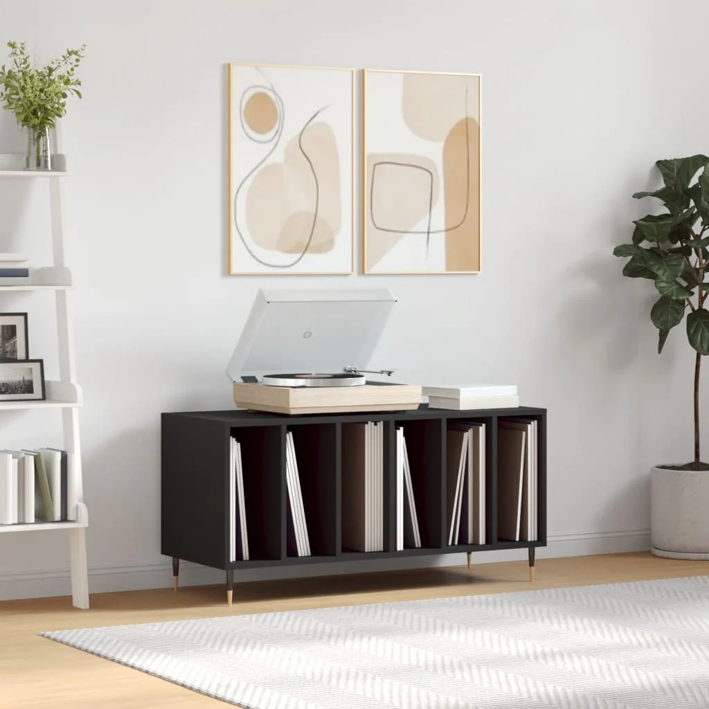 Berkfield Record Cabinet Black 100x38x48 cm Engineered Wood