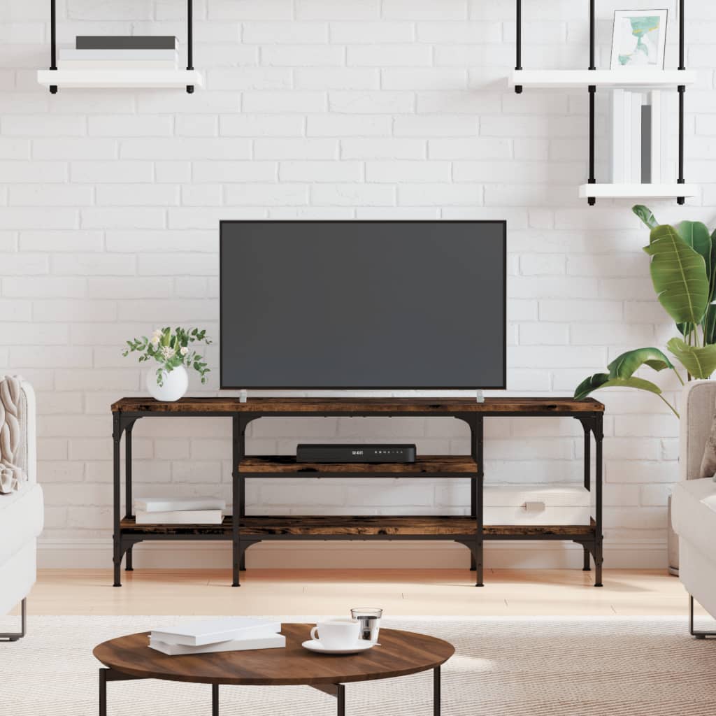 Berkfield TV Cabinet Smoked Oak 121x35x45 cm Engineered Wood&Iron