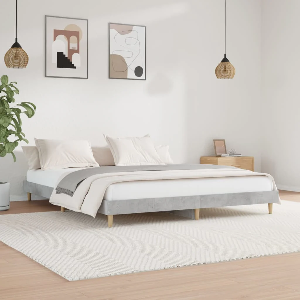 Berkfield Bed Frame Concrete Grey 140x200 cm Engineered Wood