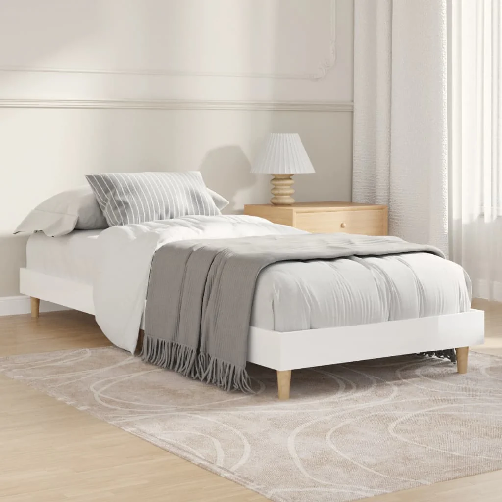 Berkfield Bed Frame High Gloss White 75x190 cm Engineered Wood