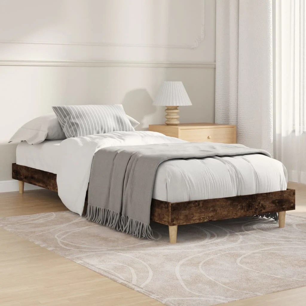 Berkfield Bed Frame Smoked Oak 75x190 cm Engineered Wood