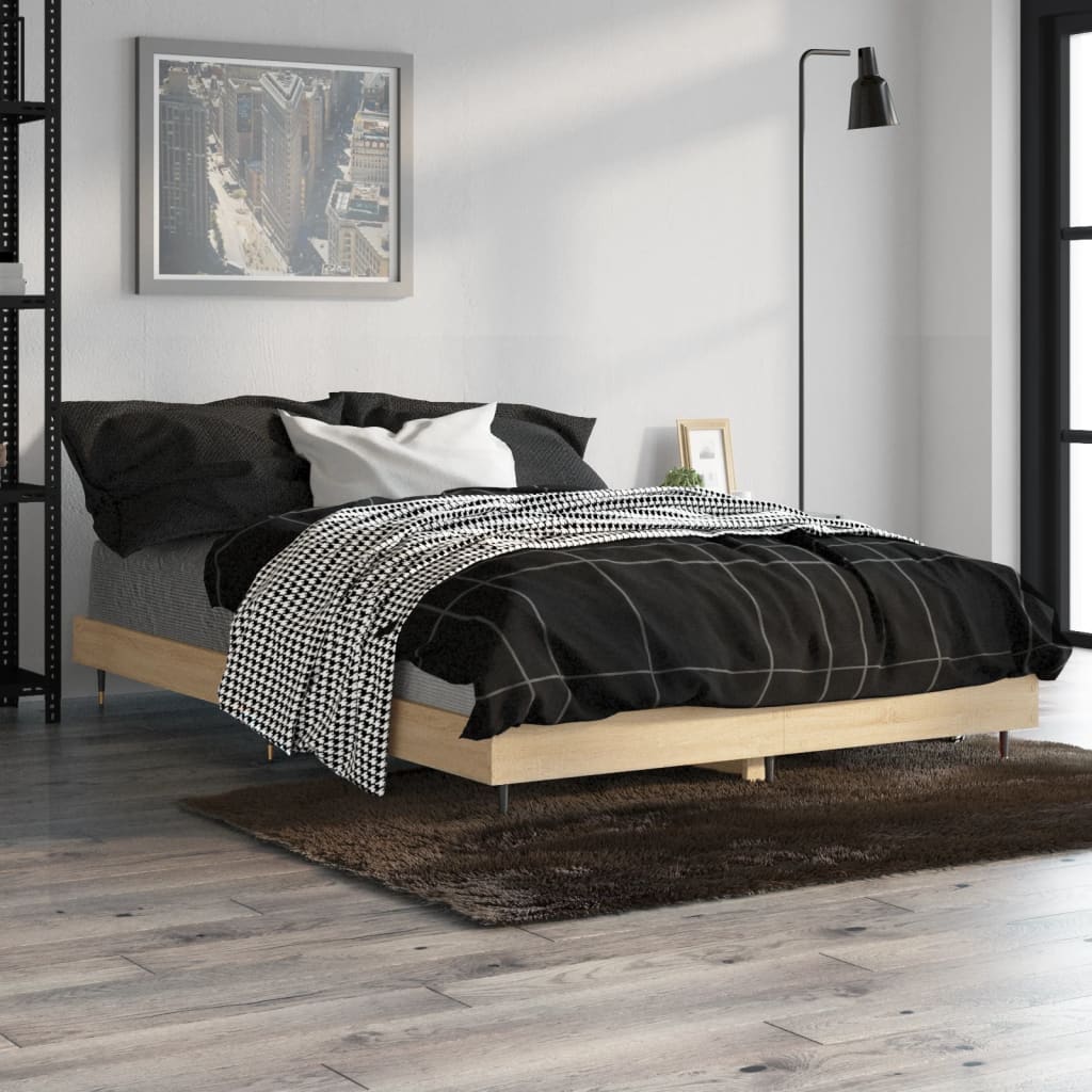 Berkfield Bed Frame Sonoma Oak 120x190 cm 4FT Small Double Engineered Wood