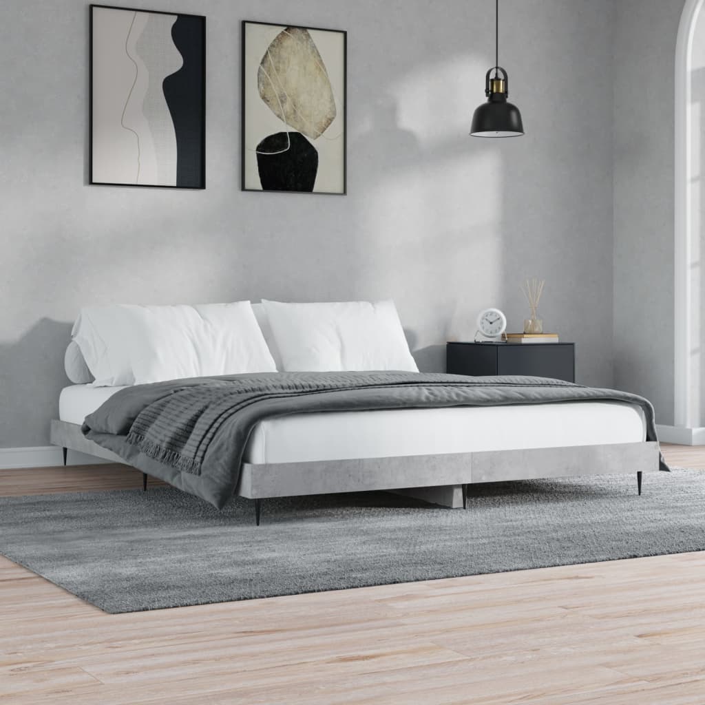 Berkfield Bed Frame Concrete Grey 160x200 cm Engineered Wood