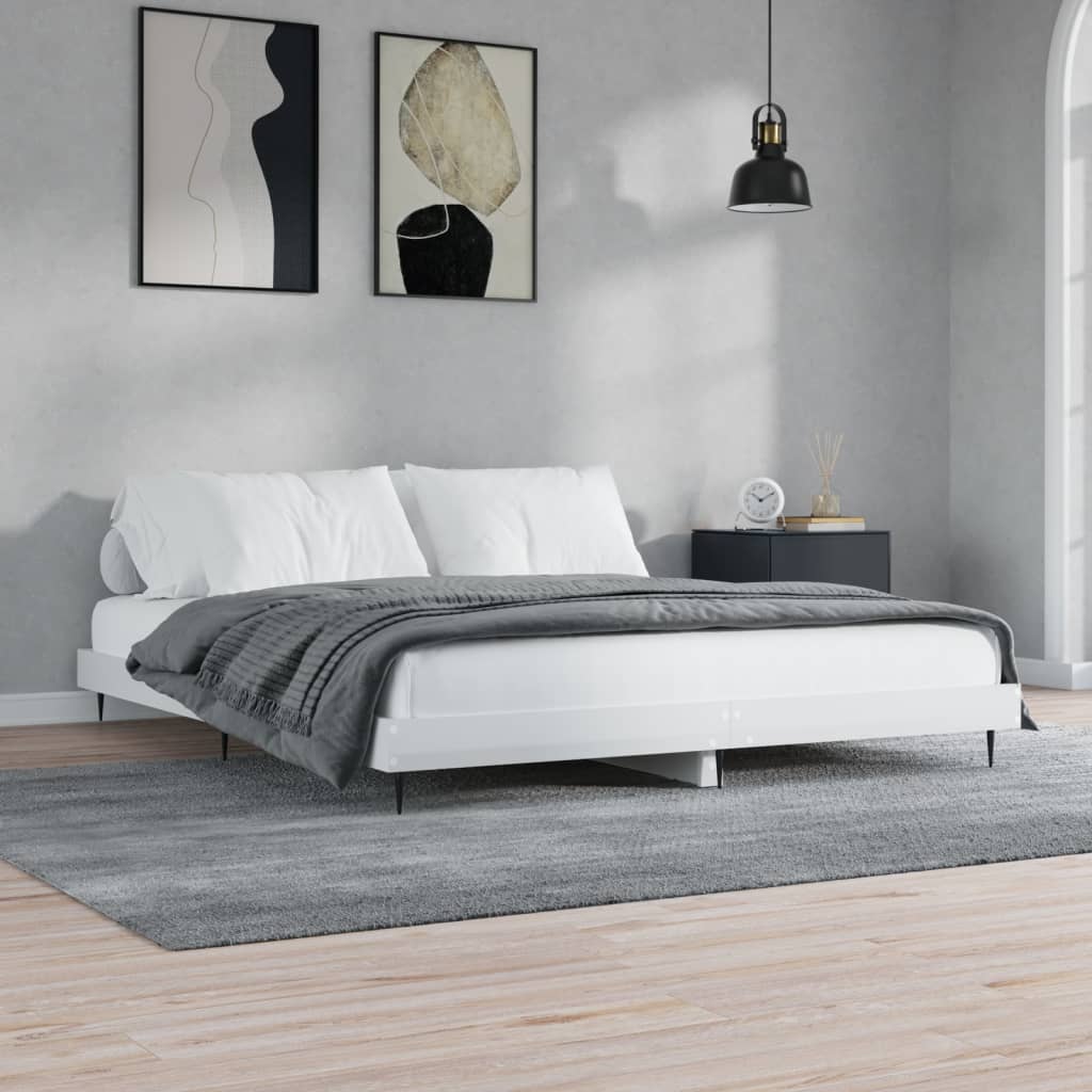 Berkfield Bed Frame High Gloss White 140x200 cm Engineered Wood
