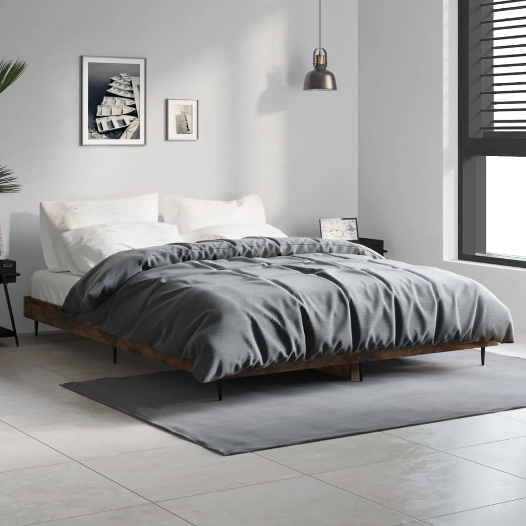 Berkfield Bed Frame Smoked Oak 140x190 cm Engineered Wood