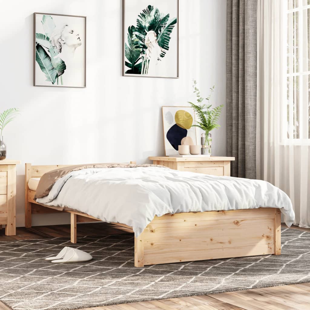 Berkfield Bed Frame 75x190 cm Small Single Solid Wood