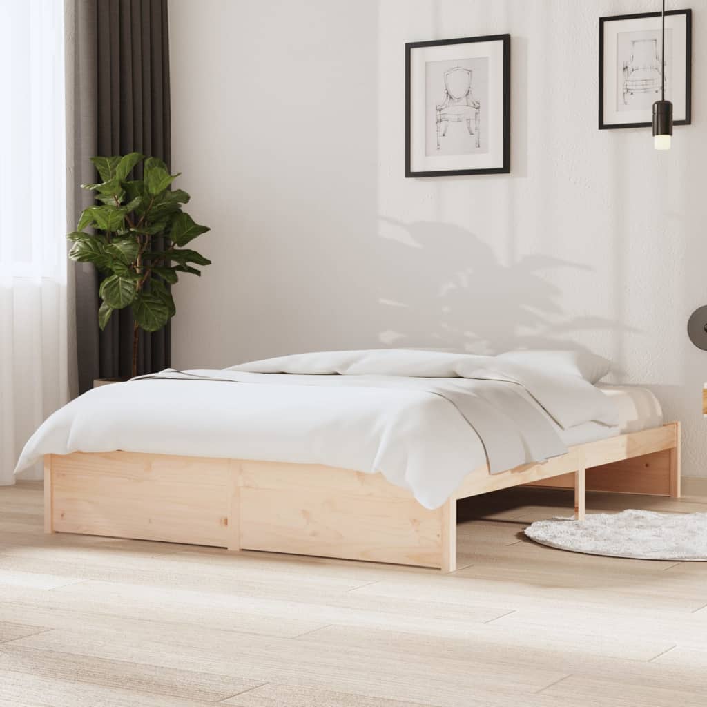Berkfield Bed Frame 135x190 cm Double Solid Wood Pine