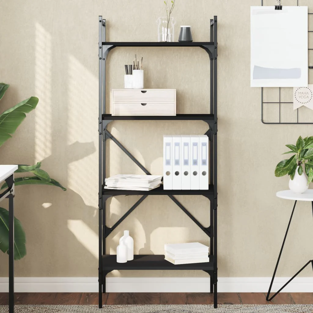 Berkfield Bookcase 4-Tier Black 56x31.5x138.5 cm Engineered Wood