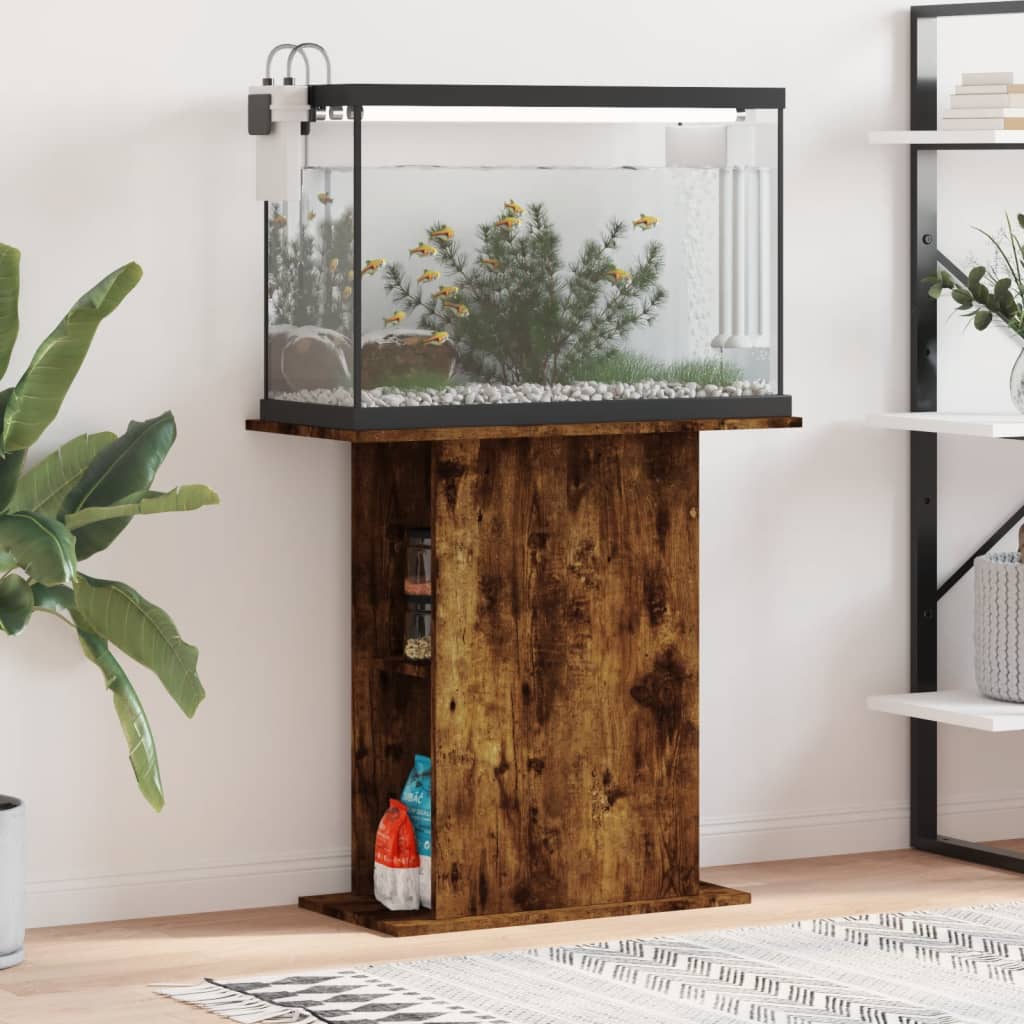 Berkfield Aquarium Stand Smoked Oak 36x75x72.5 cm Engineered Wood