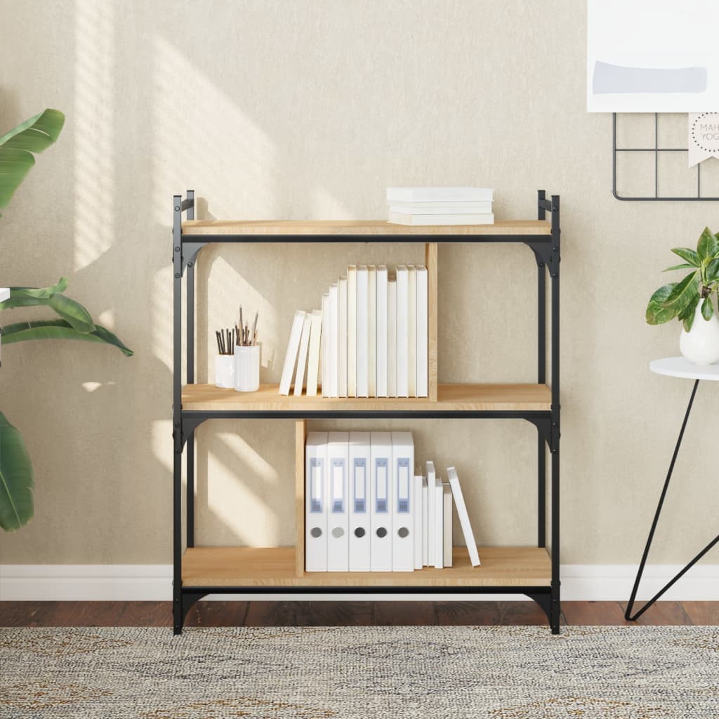 Berkfield Bookcase 3-Tier Sonoma Oak 76x32x88 cm Engineered Wood