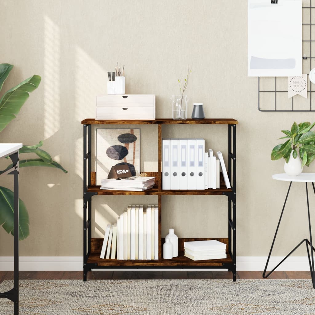 Berkfield Bookshelf Smoked Oak 78.5x33x82 cm Engineered Wood