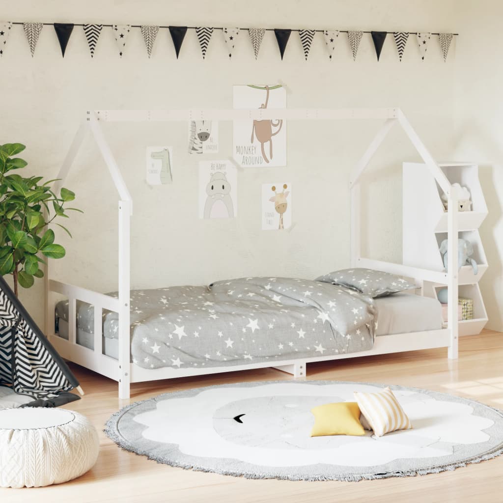 Berkfield Kids Bed Frame White 90x200 cm Solid Wood Pine