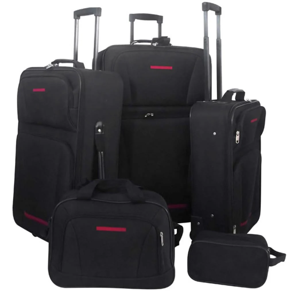 Berkfield Five Piece Travel Luggage Set Black