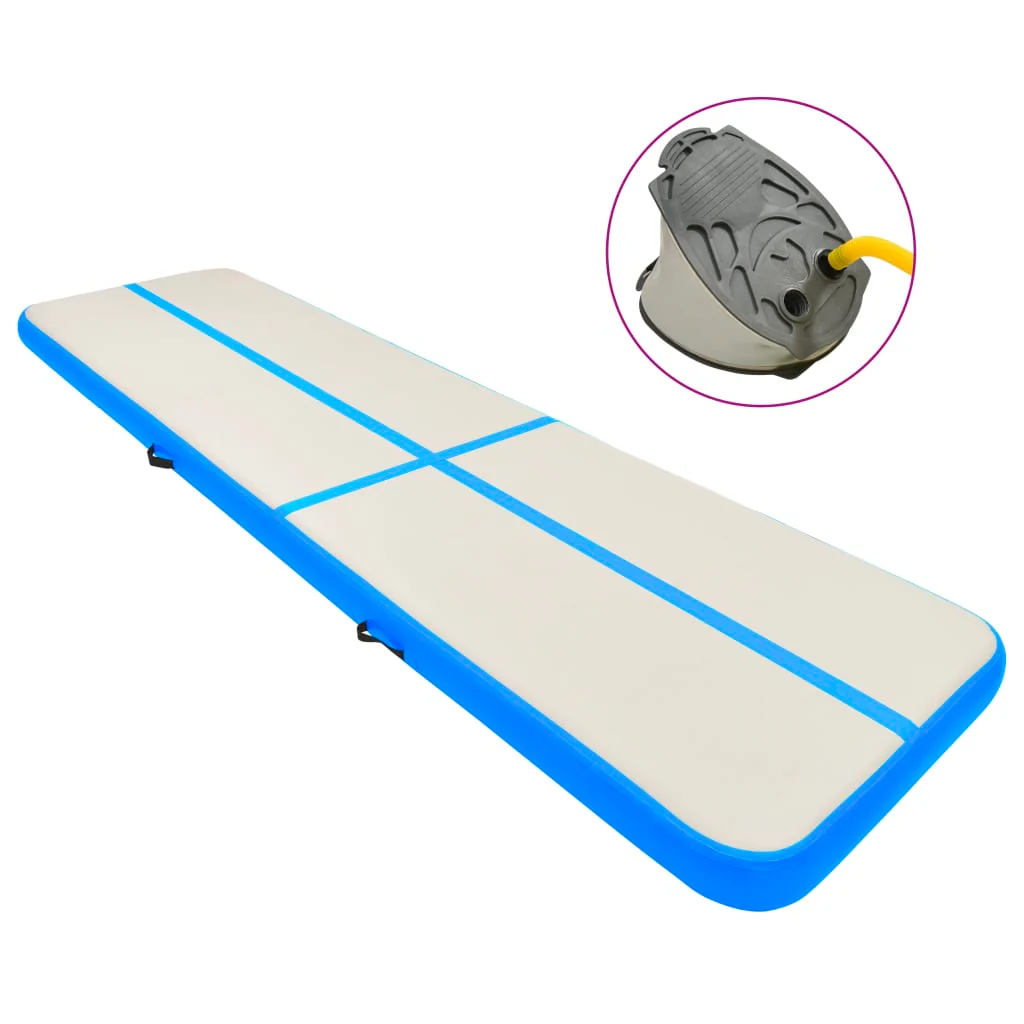 Berkfield Inflatable Gymnastics Mat with Pump 700x100x20 cm PVC Blue